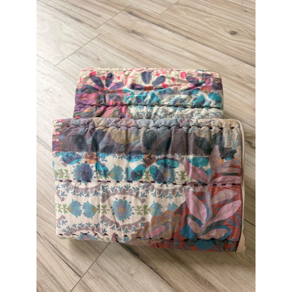 Natural Life Quilted Patchwork Floral Paisley Square Pillow Sham Multicolor - Picture 1 of 6